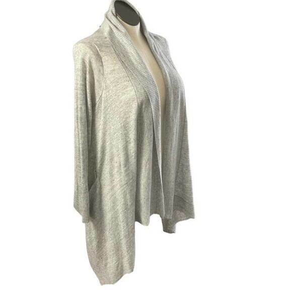 NWOT. - PURE DKNY Linen Cardigan, Gray, Minimalist, Neutral, Coastal, Beach, M/L - Picture 5 of 8